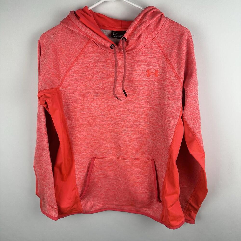 Under Armour Hoodie Womens Small Neon Orange Coldgear Pullover Sweatshirt‎